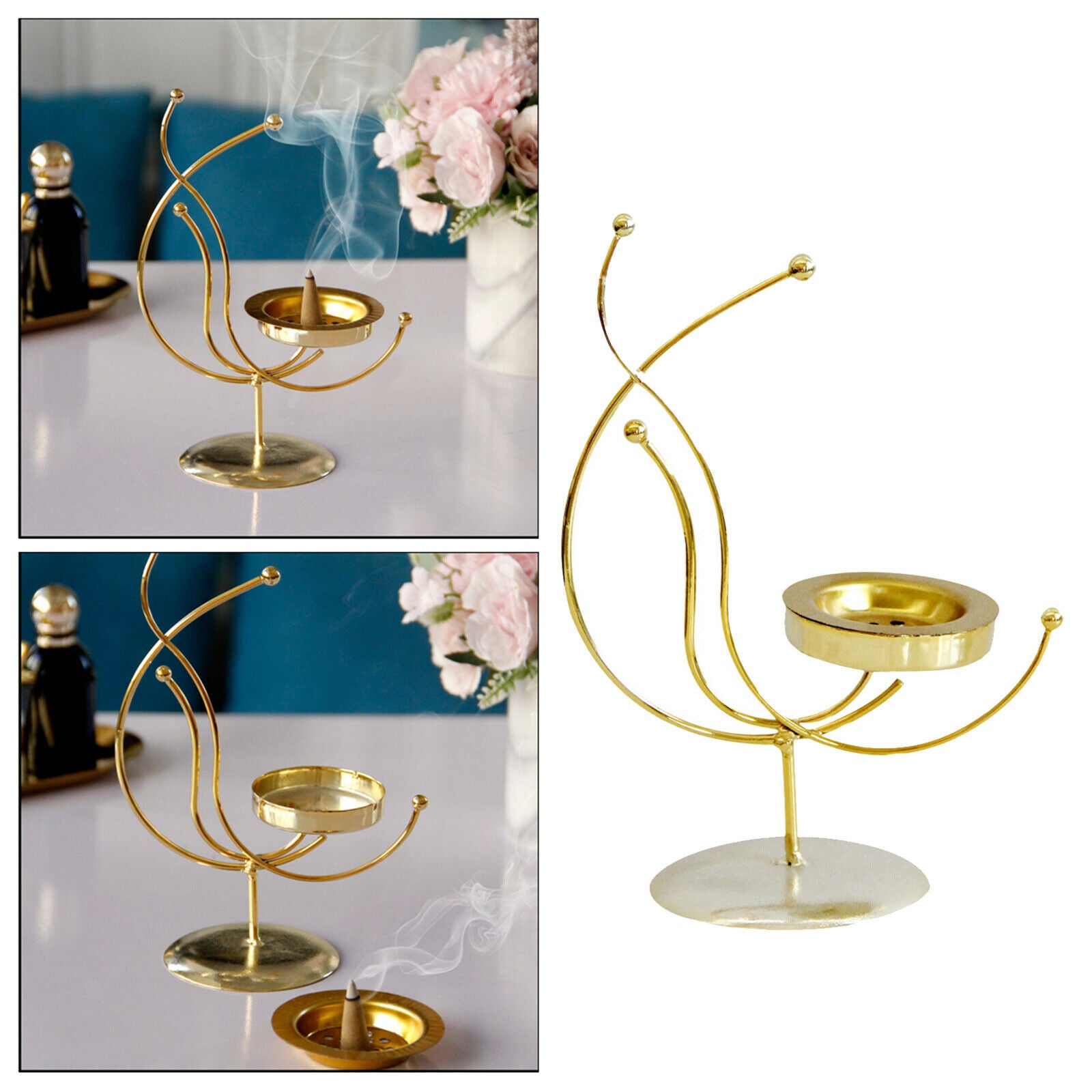 Metal Incense Burner Candle Zen Meditation Yoga for Home Bedroom Teahouse
