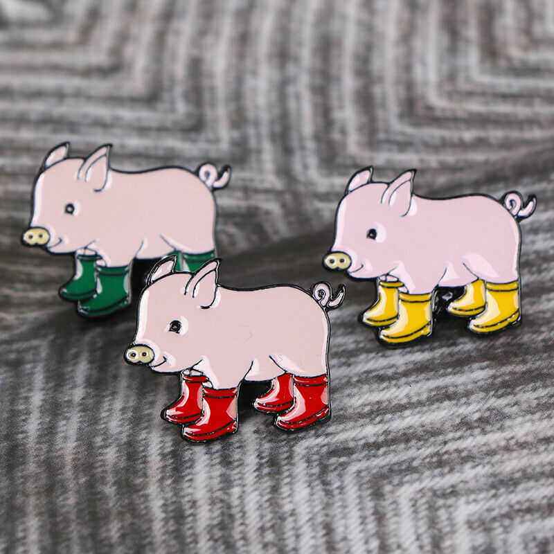 3 PCS Novelty Brooch Pin Set Cute Pig Cartoon Pattern Enamel Lapel Pins S.l8