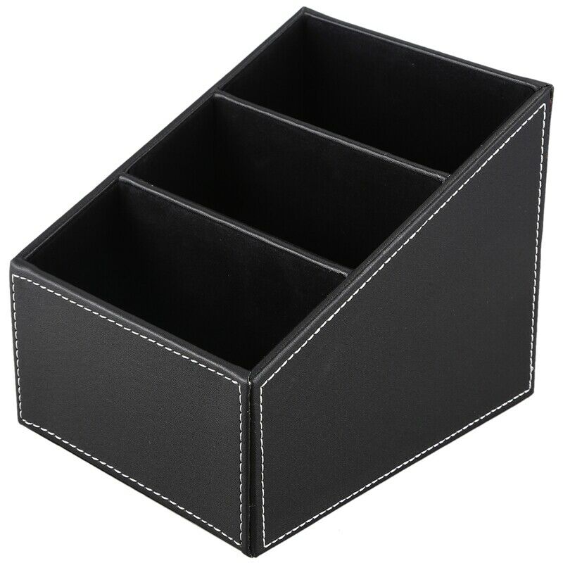 3 Cells Phone Remote Control Holder Pu Leather Storage Box Stationery Makeup CJ5