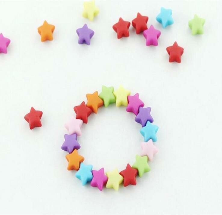 100X Acrylic Frosted star Beads DIY Pacifier chain Jewelry Accessories 10mm
