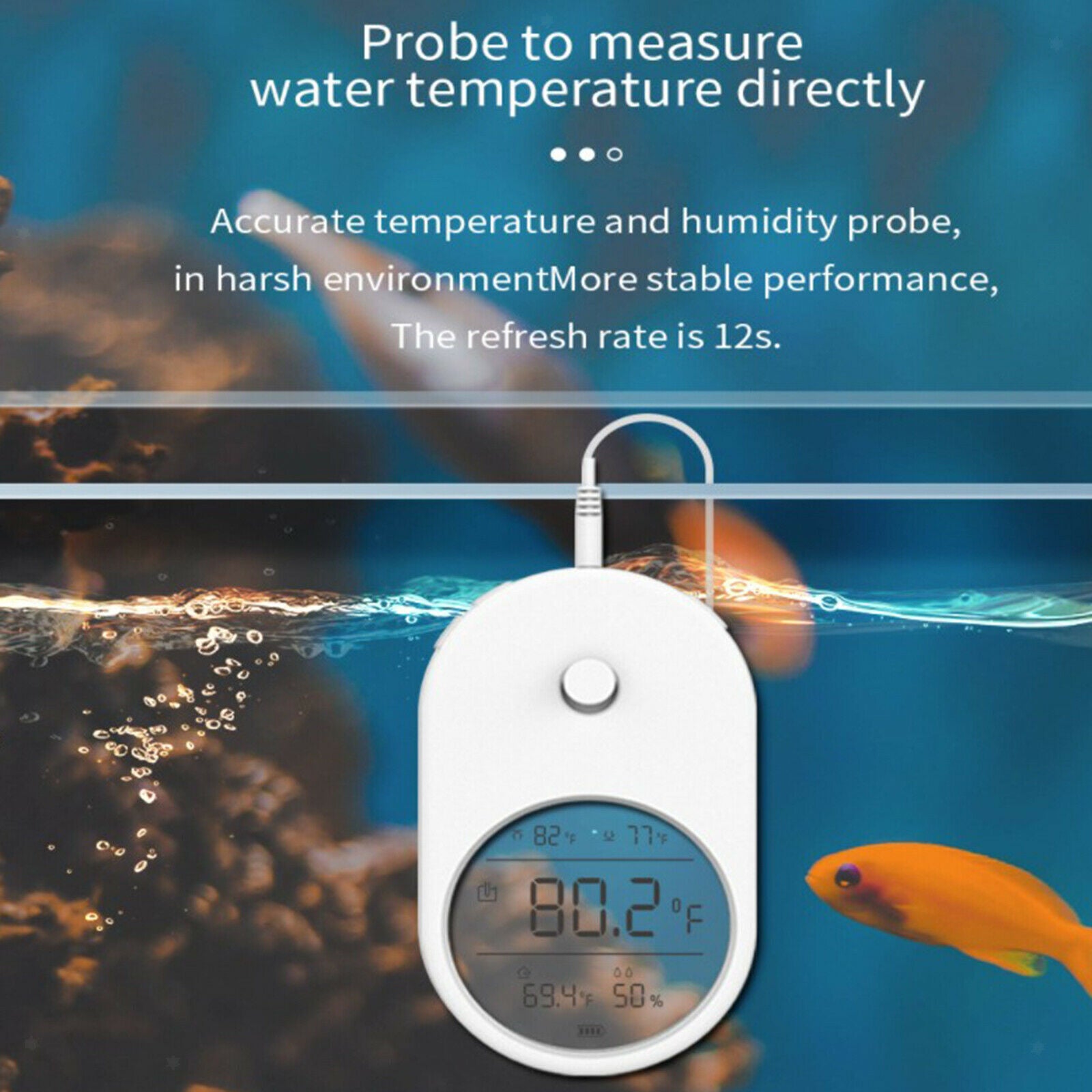 3in1 LCD Aquarium Thermometer Fish Tank Water Temperature Measuring Fish
