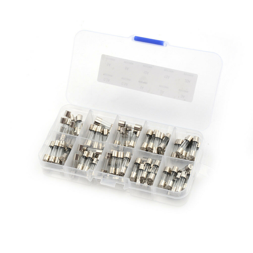 100Pc 5x20mm Quick Blow Glass Tube Fuse Assorted Kits Fast-blow Fuses 0.2A~2y Tt