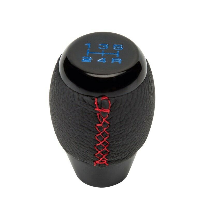 5 Speed PU Aluminum Manual Shift Knob Gear Stick Shifter Lever Red Stitching