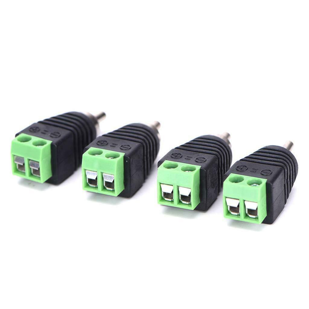 4-Pack Phono RCA Male Plug to AV Screw Terminal Audio/Video Connector Adapter