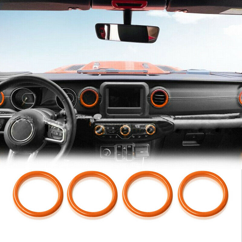Orange Air Vent Outlet Cover Trim Ring Dashboard For Jeep Wrangler JL 2018-2020