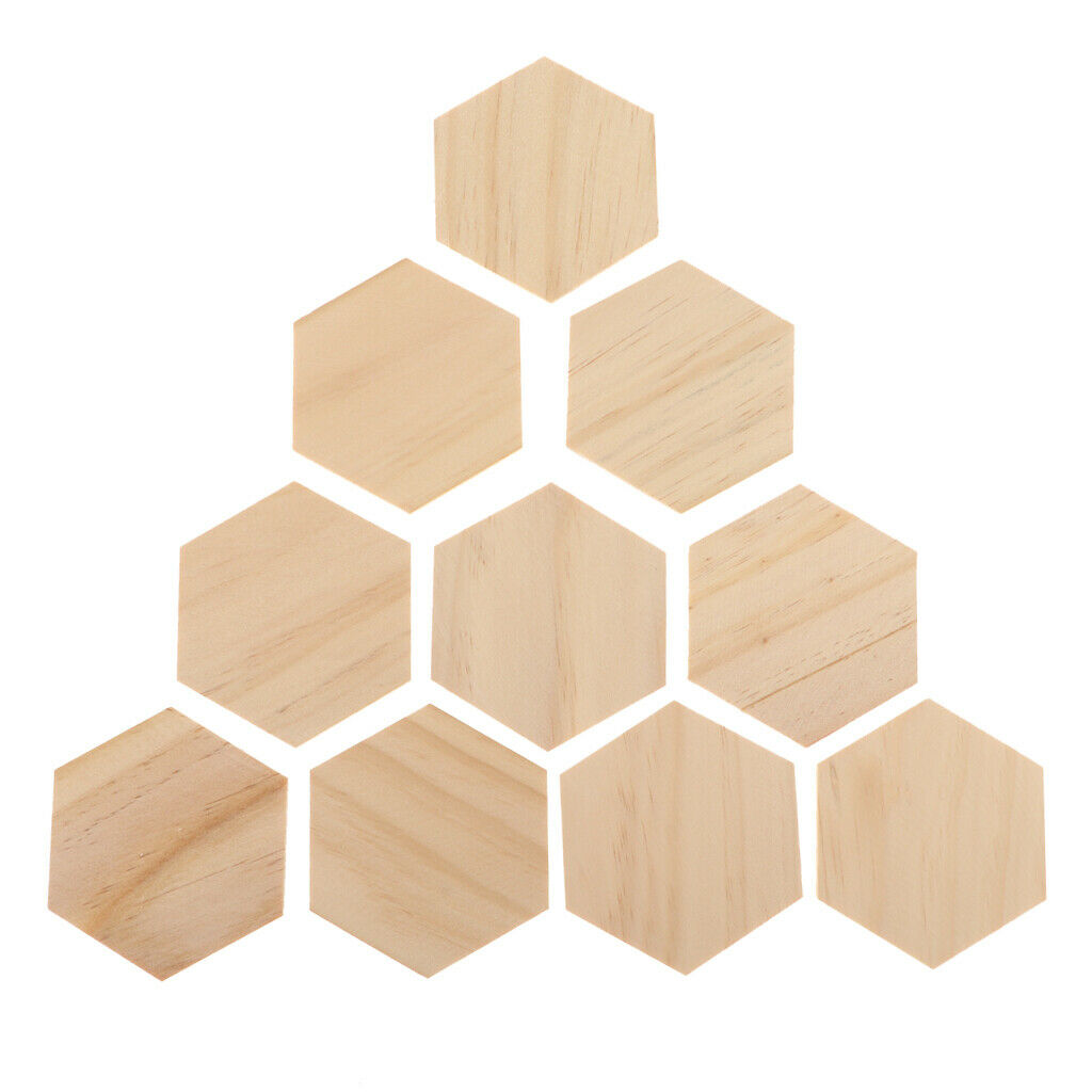 10pcs Unpainted  Cut Wood Hexagon Shape Bunting Garland Tag 90x78mm