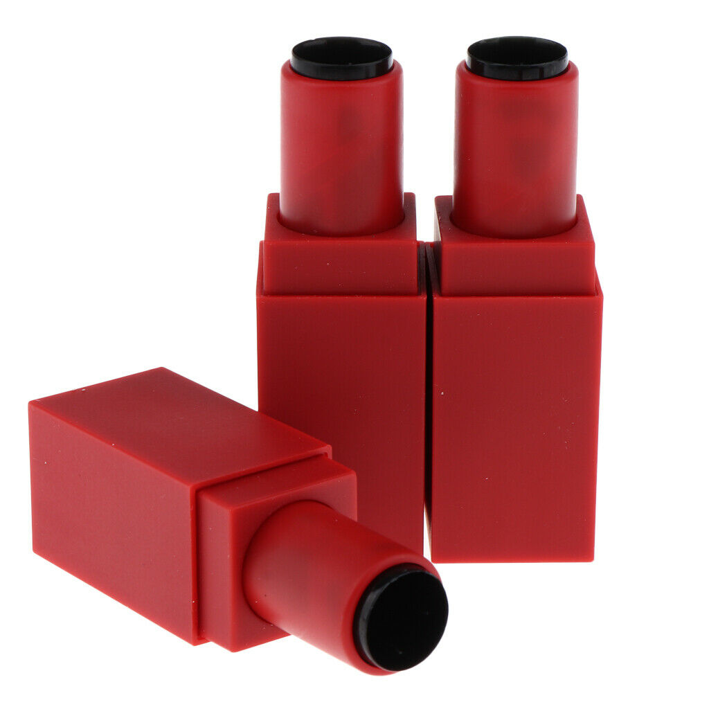 3x 12.1mm Empty Lipstick Tube Lip Balm Container DIY Cosmetic Makeup Tubes Red