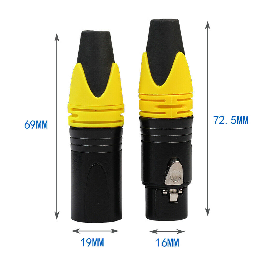 3 XLR Connector Male and Female Microphone Mic Audio Cable Adapter Yellow
