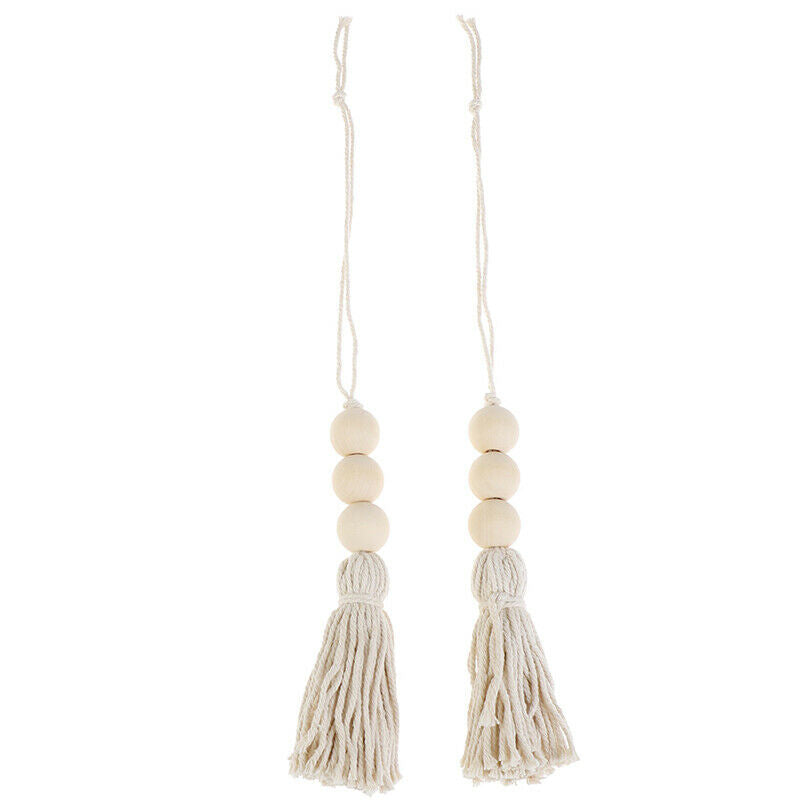 2Pcs Tassle Farmhouse Beads Natural Wood Bead Garland Rustic Wedding Orna.l8