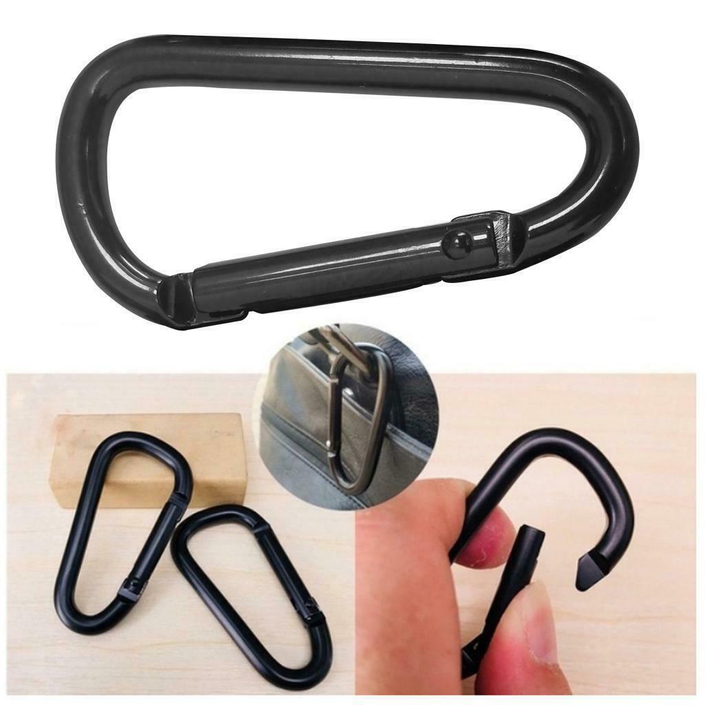 2Pcs Strong Metal Carabiner Clip Snap Spring Loaded Climbing Karabiner D Hook