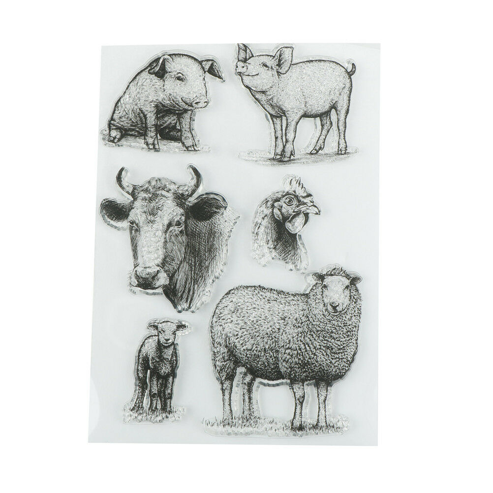 Animals Pig Cow Sheep Clear Stamps Scrapbooking Card Making Photo Album De.l8