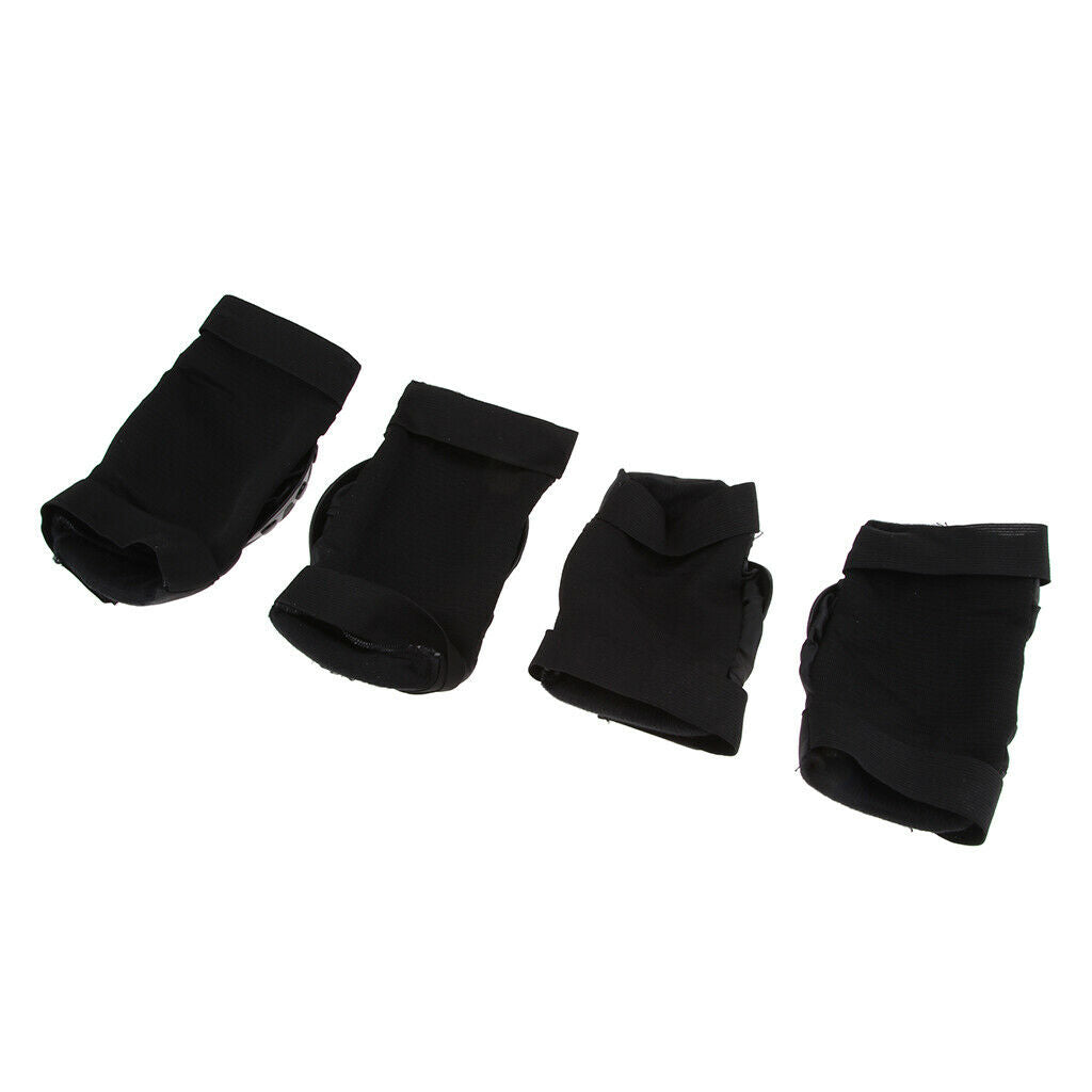 4 Pcs Black Elbow Knee Shin Armor Gear Guard Protector for Riding