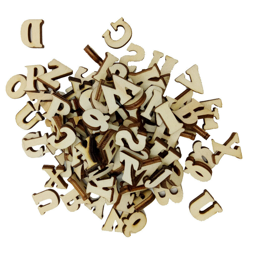 100x Natural Unfinished Wooden Shape Letters Alphabets for Kids Crafts Gifts
