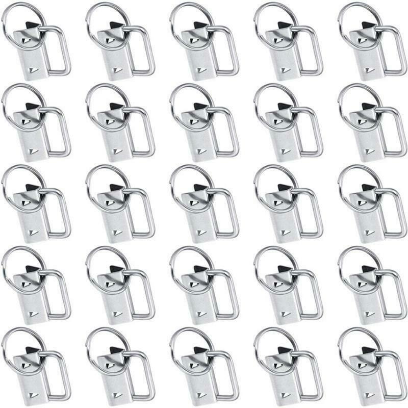 40pcs Key Fob Hardware with Key Rings for Bag Wristlets Ribbon Webbing Embossed