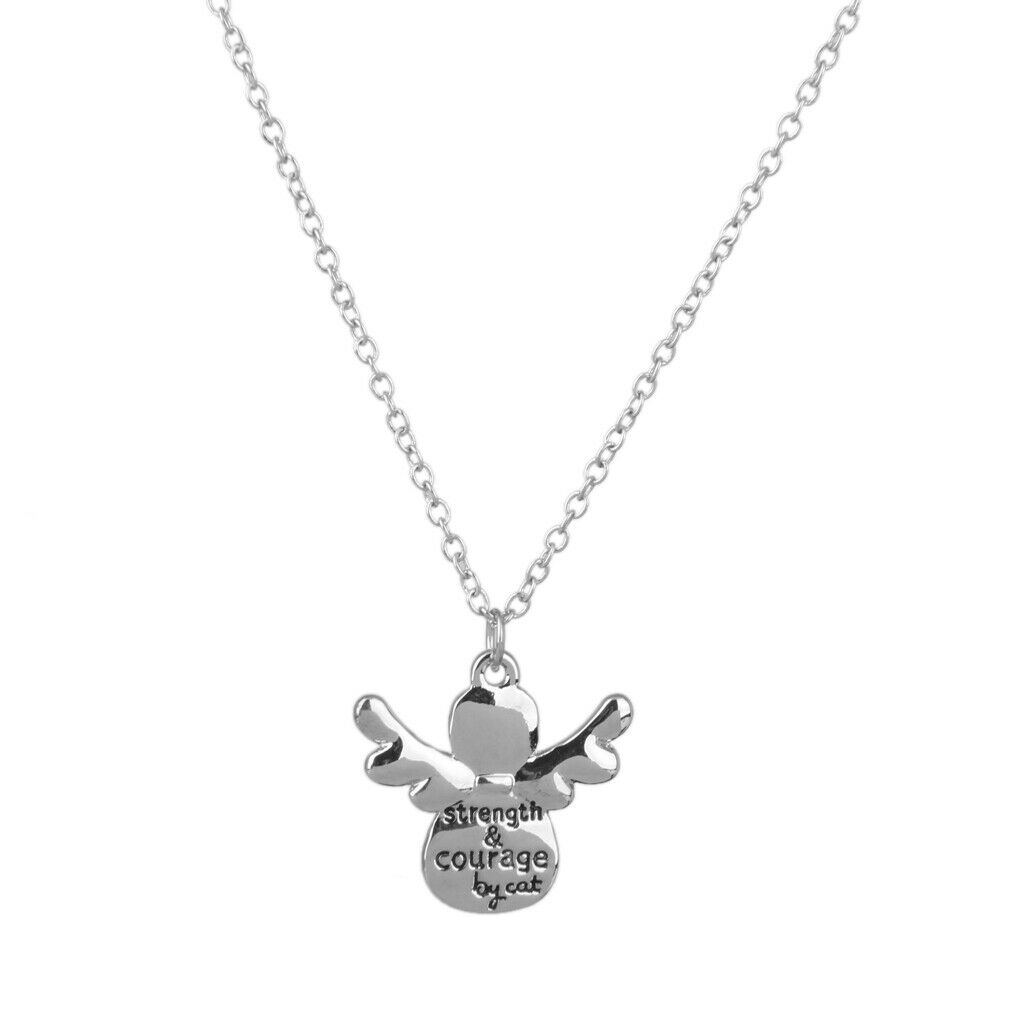 Fashion Jewelry Angel Wing Carved Letters Charm Pendant Chain Necklace