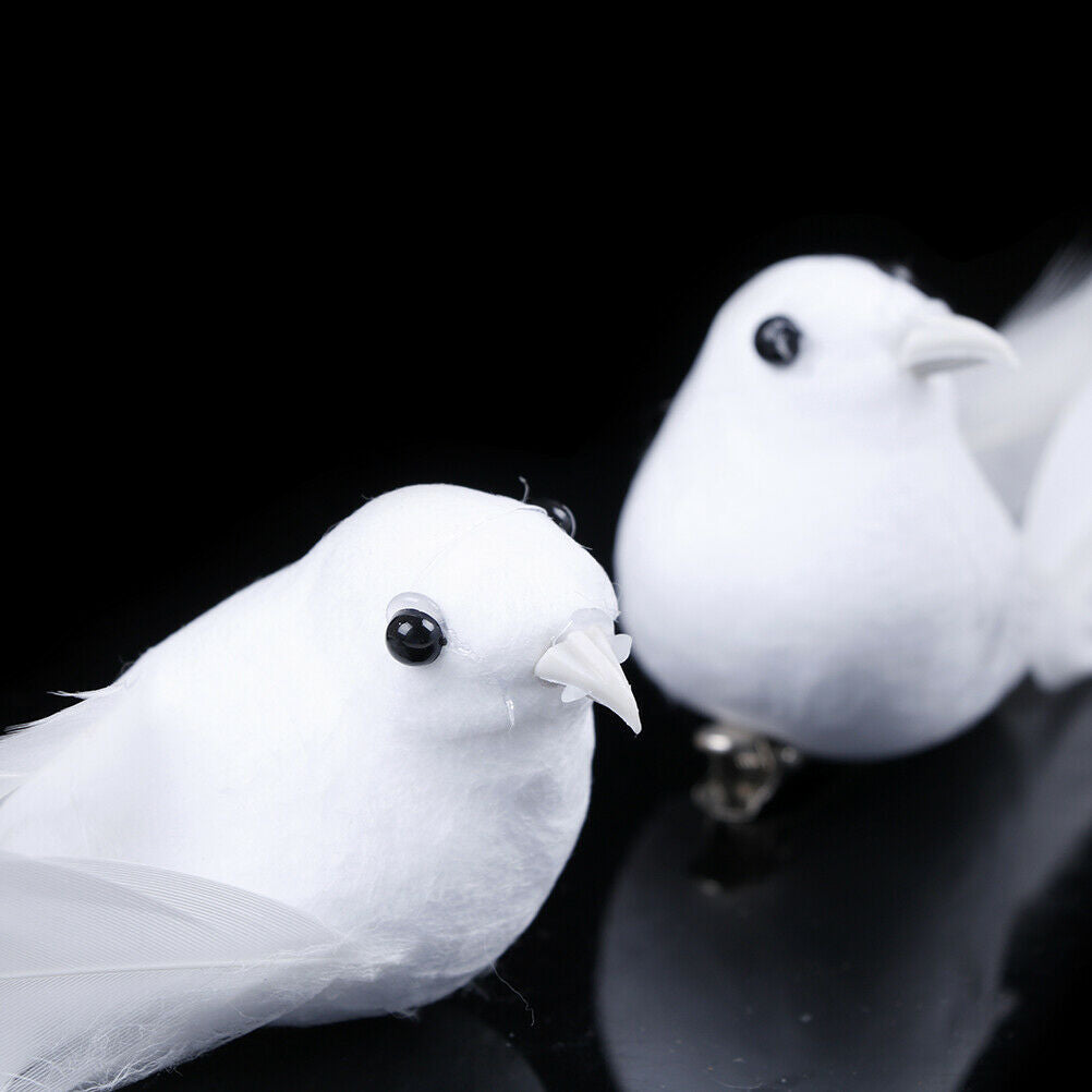 2Pcs Birds Simulation Artificial Feather Doves Feather Park Mall Ornament.l8