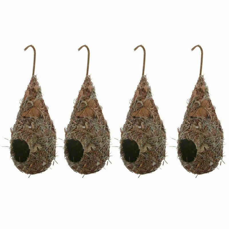 4PC Hummingbird Birdhouse for Outside Hanging Grass Hand Woven Bird Nest Decor