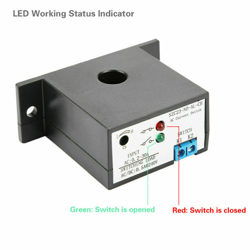 Adjustable Normally Open Current Sensing Switch AC 0.2-30A SZC23-NO-AL-CH IP30