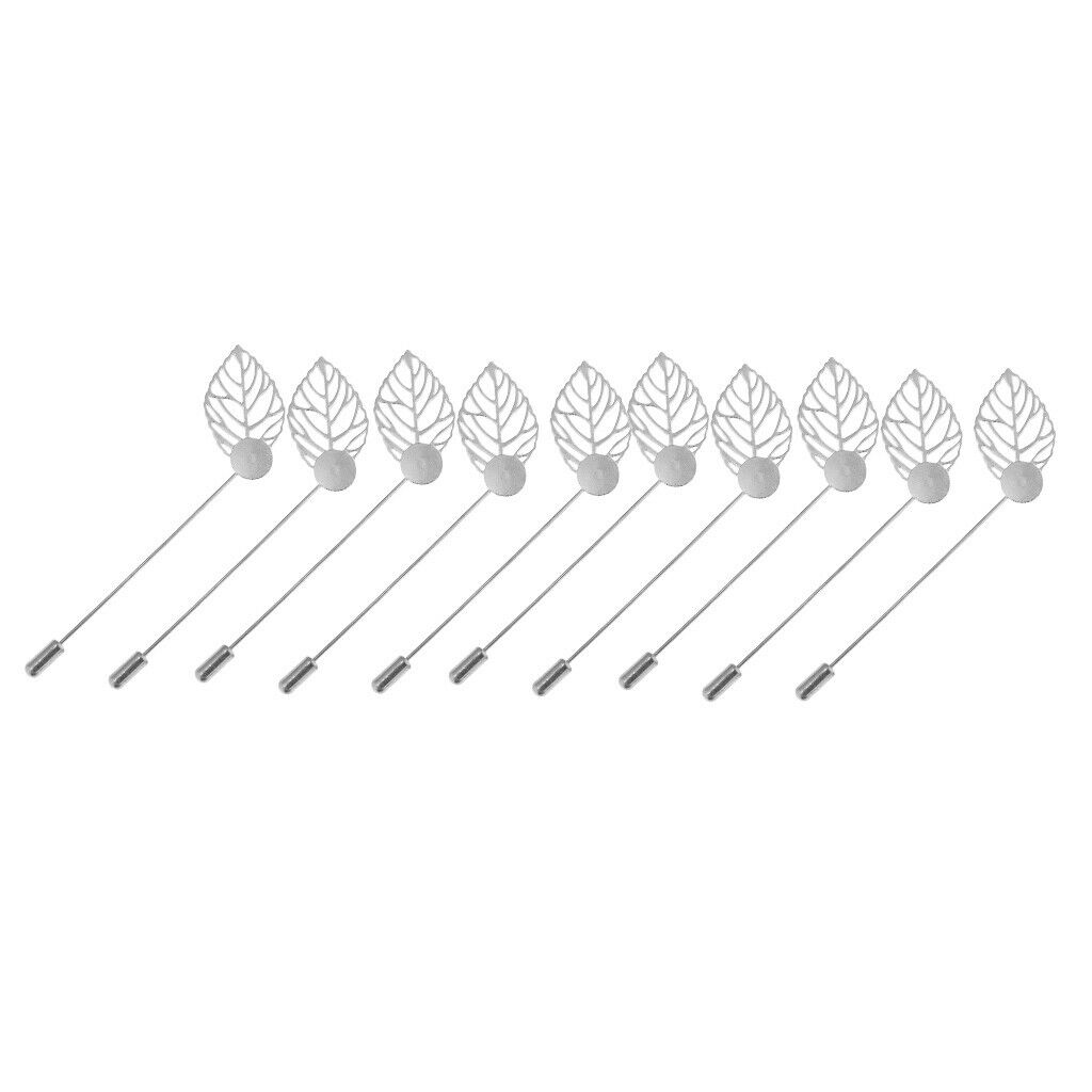 20Pcs Brass Leaf Lapel Pin Stick Blank Base Brooch for Men Suit DIY Crafts