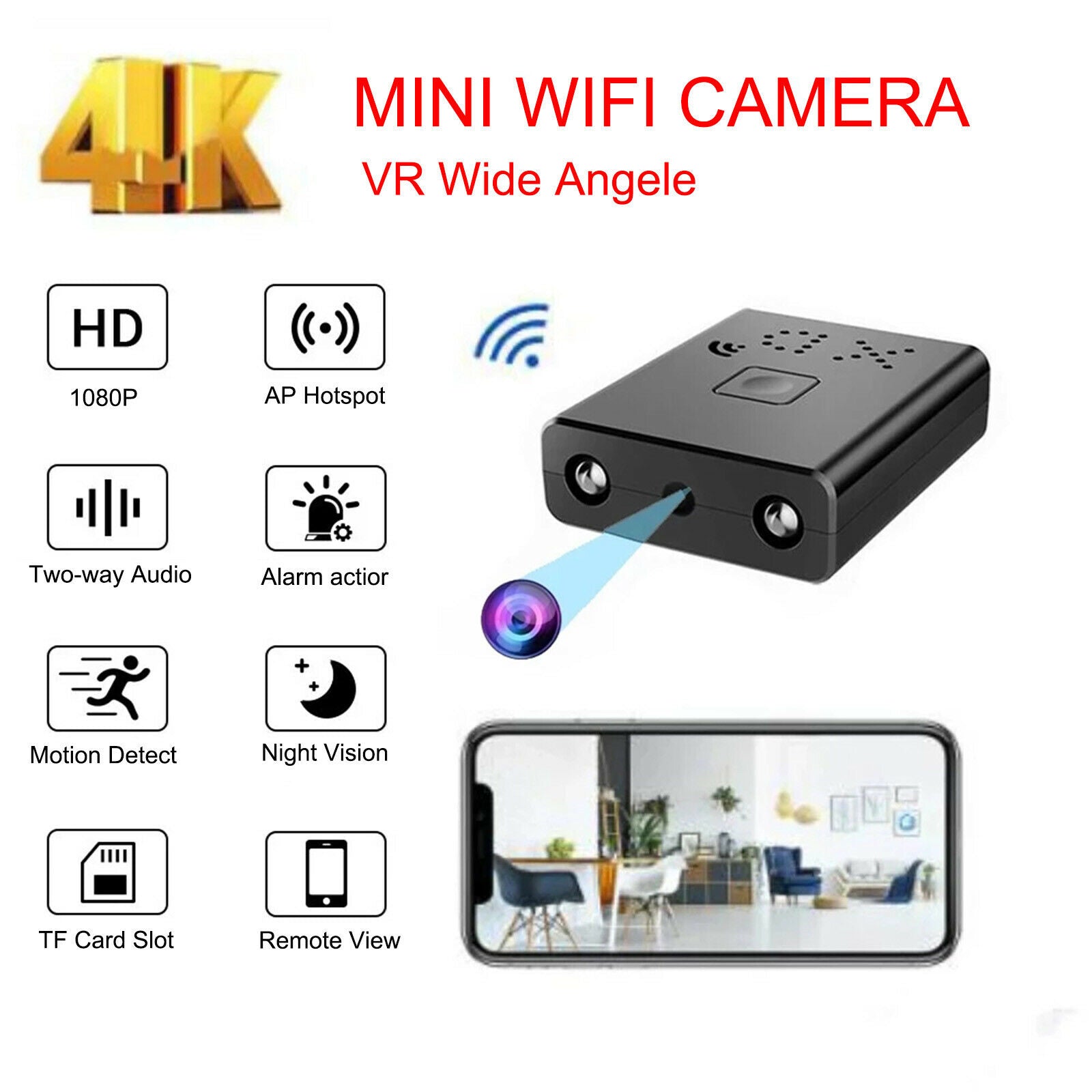Mini Hidden Spy Camera Wireless Wifi IP Home Security 1080P HD DVR Night Vision
