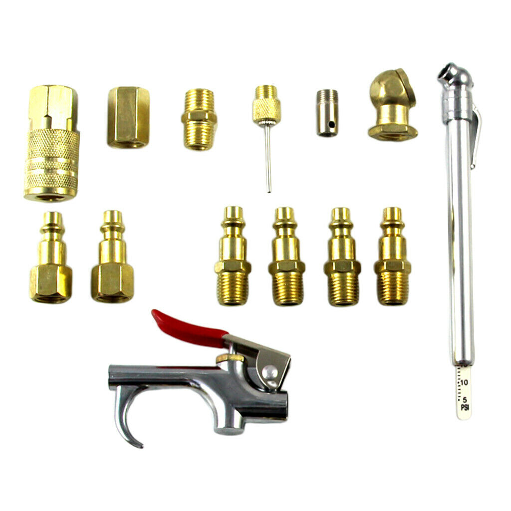 1/4'' NPT Air Compressor Compressed Air Nozzle Blow Gun Kit Blower Tools Set