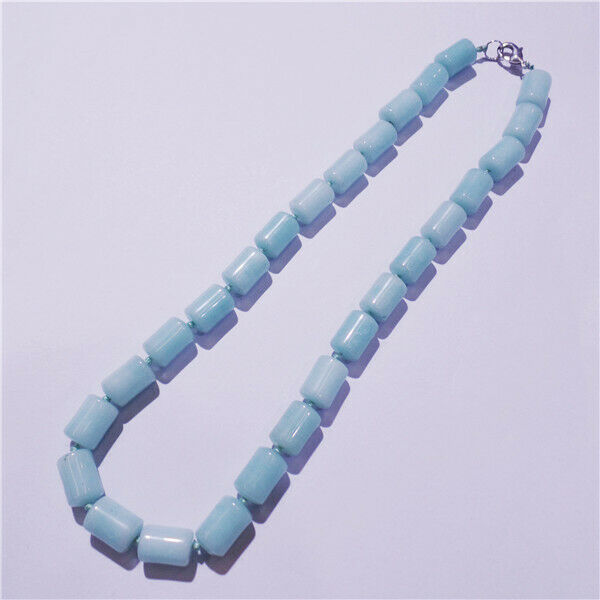 1 Strand 13x10mm Light Blue Malay Jade Cylinder Beads Handmade Necklace HH9262