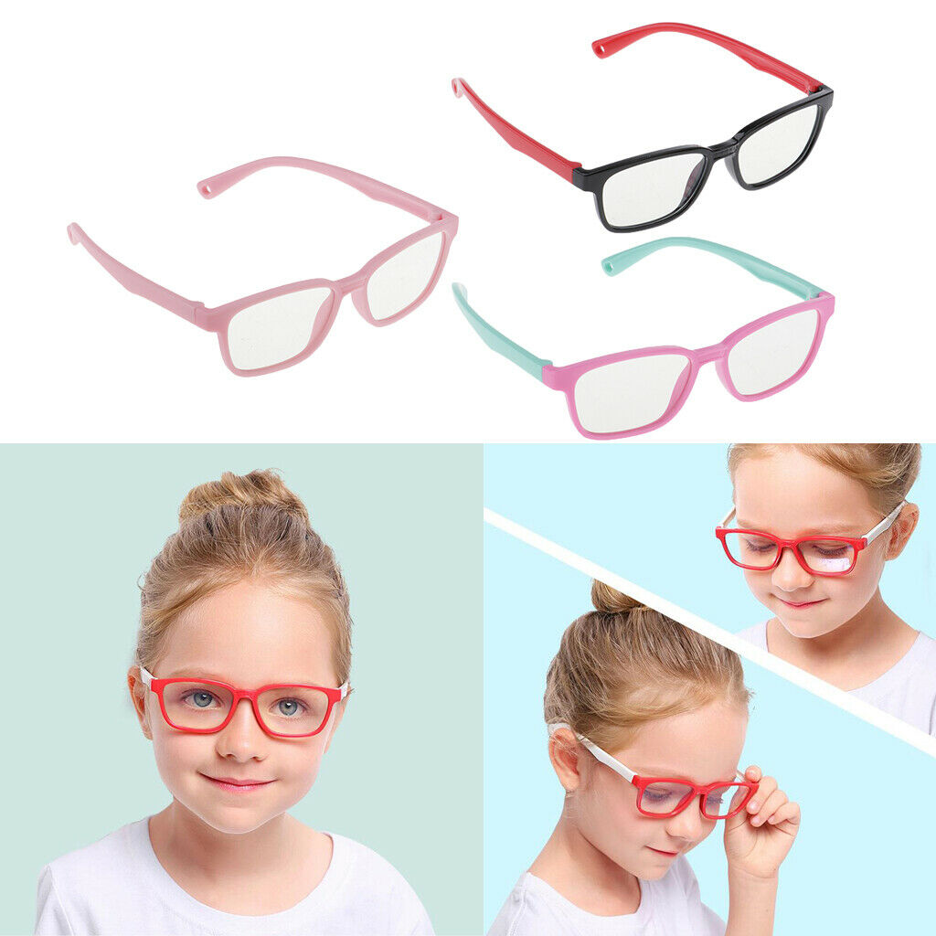 3pcs Kids Eyeglasses Blue-blocking Soft Silicone Frame Computer Glasses