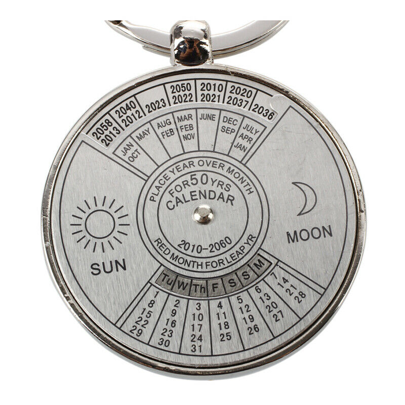 Keychain key  metal Perpetual Calendar pattern M7Q8