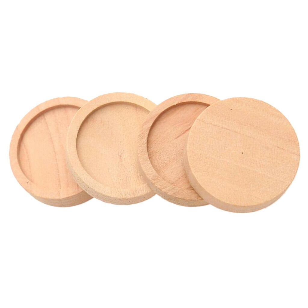 50x Natural Round Wooden Cameo Base Settings Blank Tray DIY Pendant 25mm