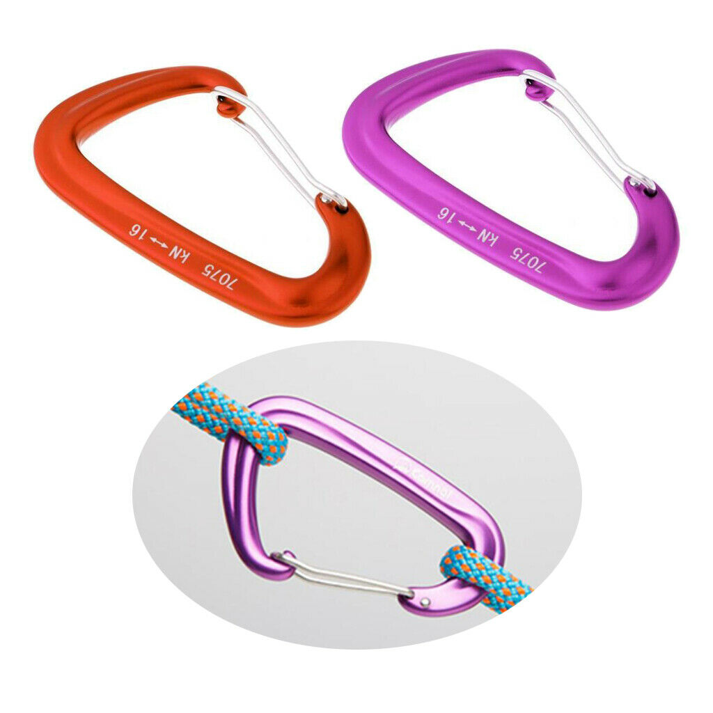 2pcs Wire Hammock Yoga Carabiner Quickdraw Hiking Keychain Backpack Buckle Clasp