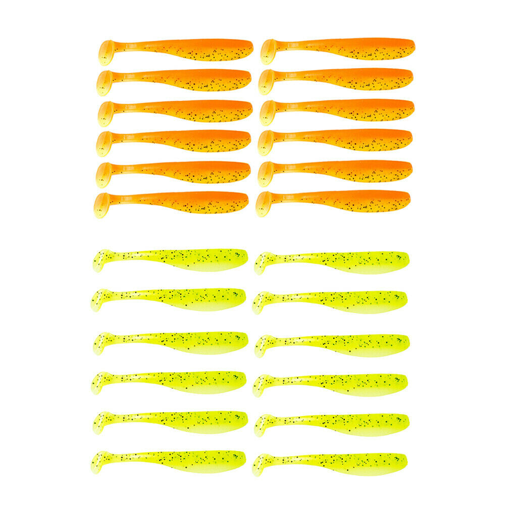 24Pcs Swimbaits Paddle Tail Worms Soft Fishing Lures Fishing Shiner Baits
