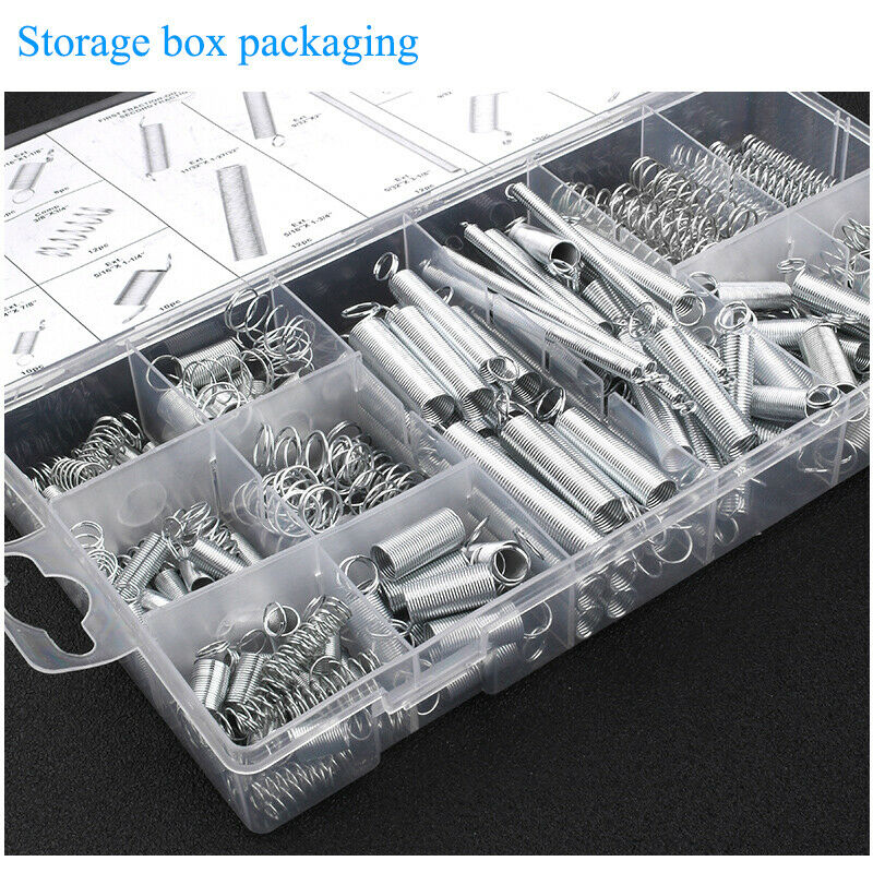 200pcs Extension & Compression Steel Spring Assortment Kit Galvanized Springs