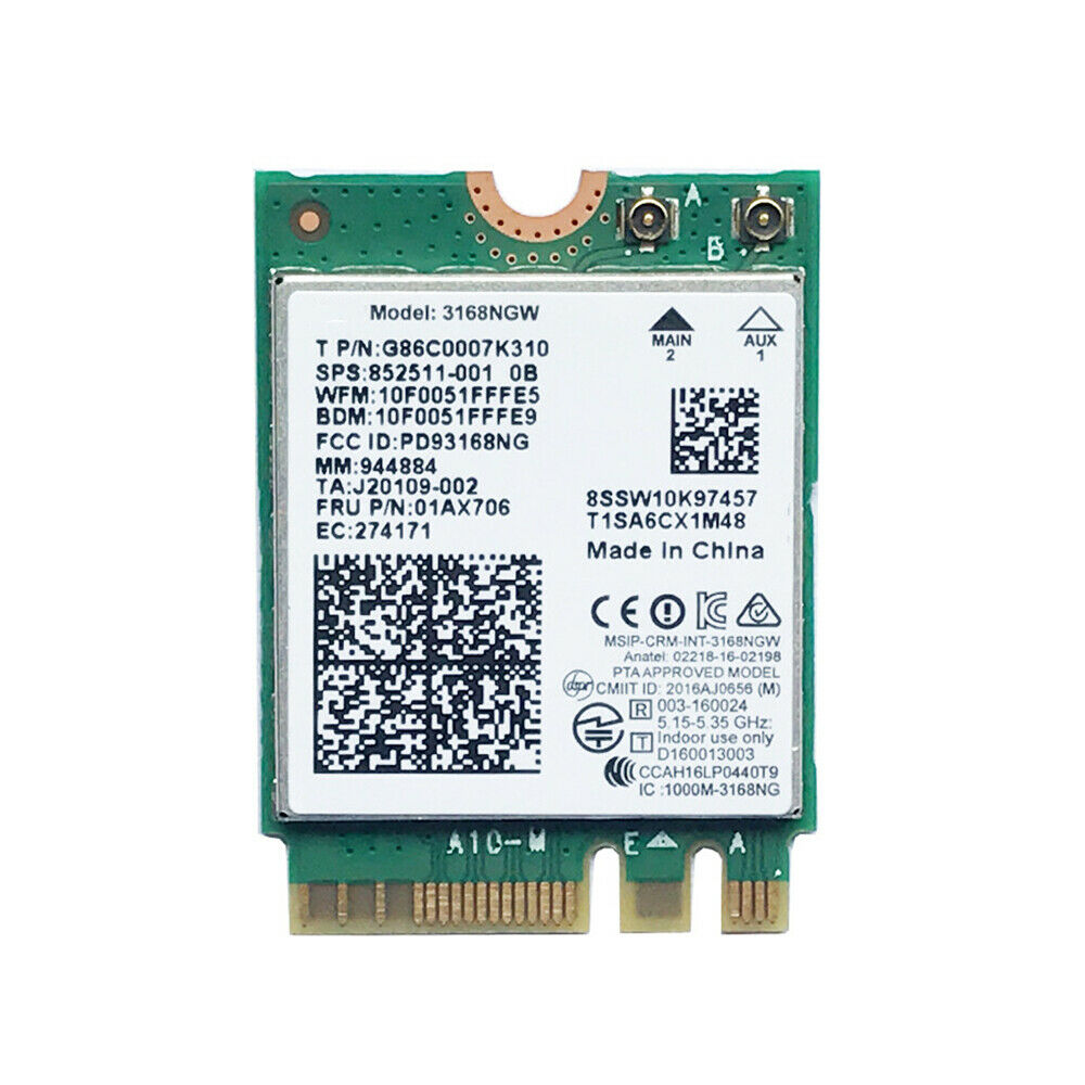 For 3168 AC 3168NGW NGFF M.2 802.11ac Wireless Wifi Card Dual Band Adapter