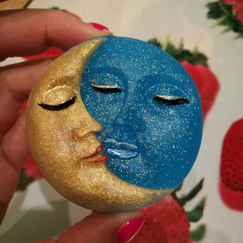Soap Mold Round Shape Sun Moon Faces Silicone Mold DIY Fondant Cake Decor.l8