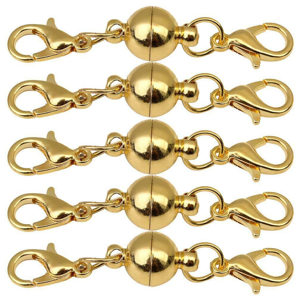 5 Sets Ball Magnetic Clasps with Lobster Clasp for DIY Fashion Jewelry 8mm