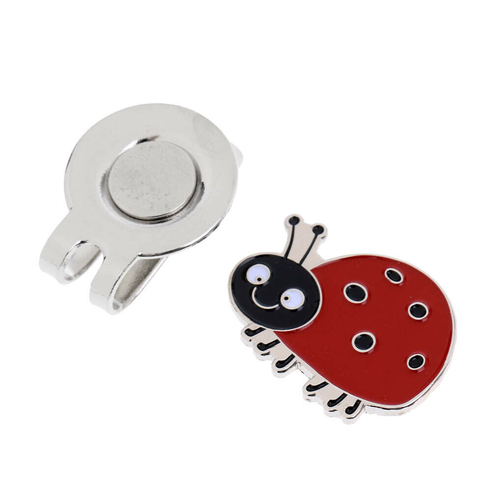 3PCS Mini Alloy Golf Ball Marker with Magnetic Golf Hat Clip Dog Bee & Ladybird