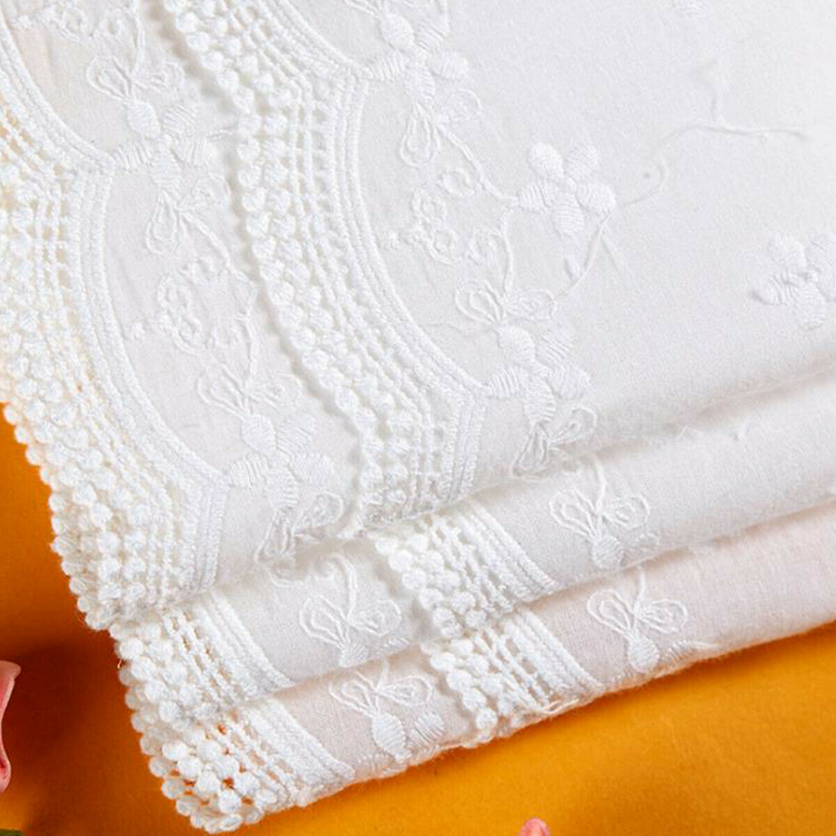 3 Yard Embroidery Trim Floral Cotton Lace Ribbon Wedding Fabric Clothing Sewing