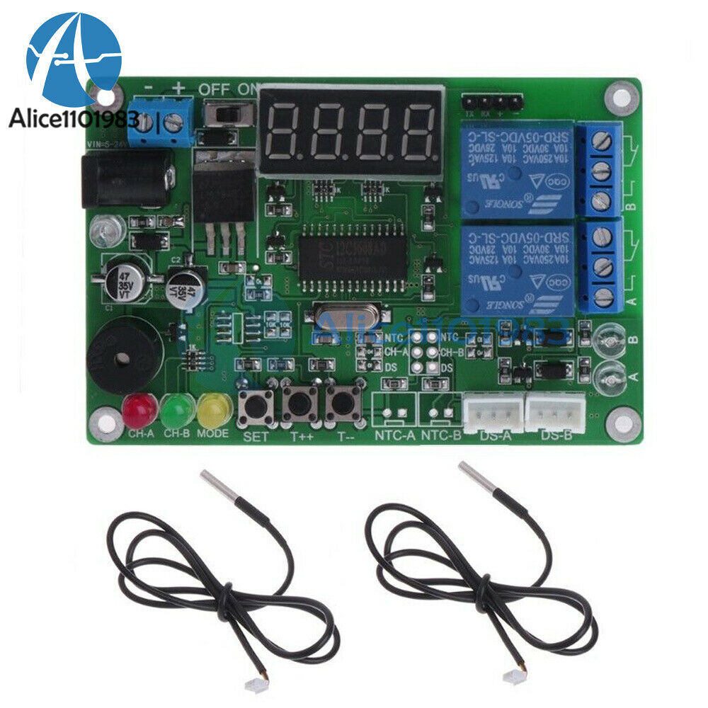 DC 5-24V Digital LED Display Temperature Controller Module w/ DS18B20 Probe