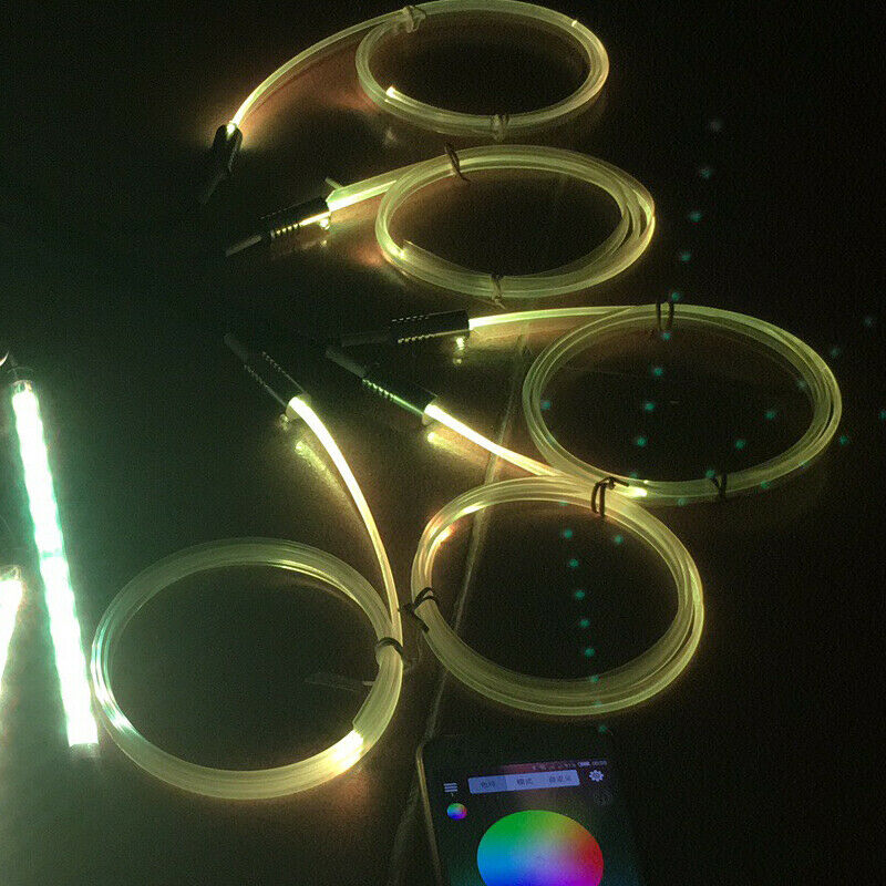 10x RGB LED Bluetooth Car Under Dash Door Light 8M Glass Fiber Strip iOS Android