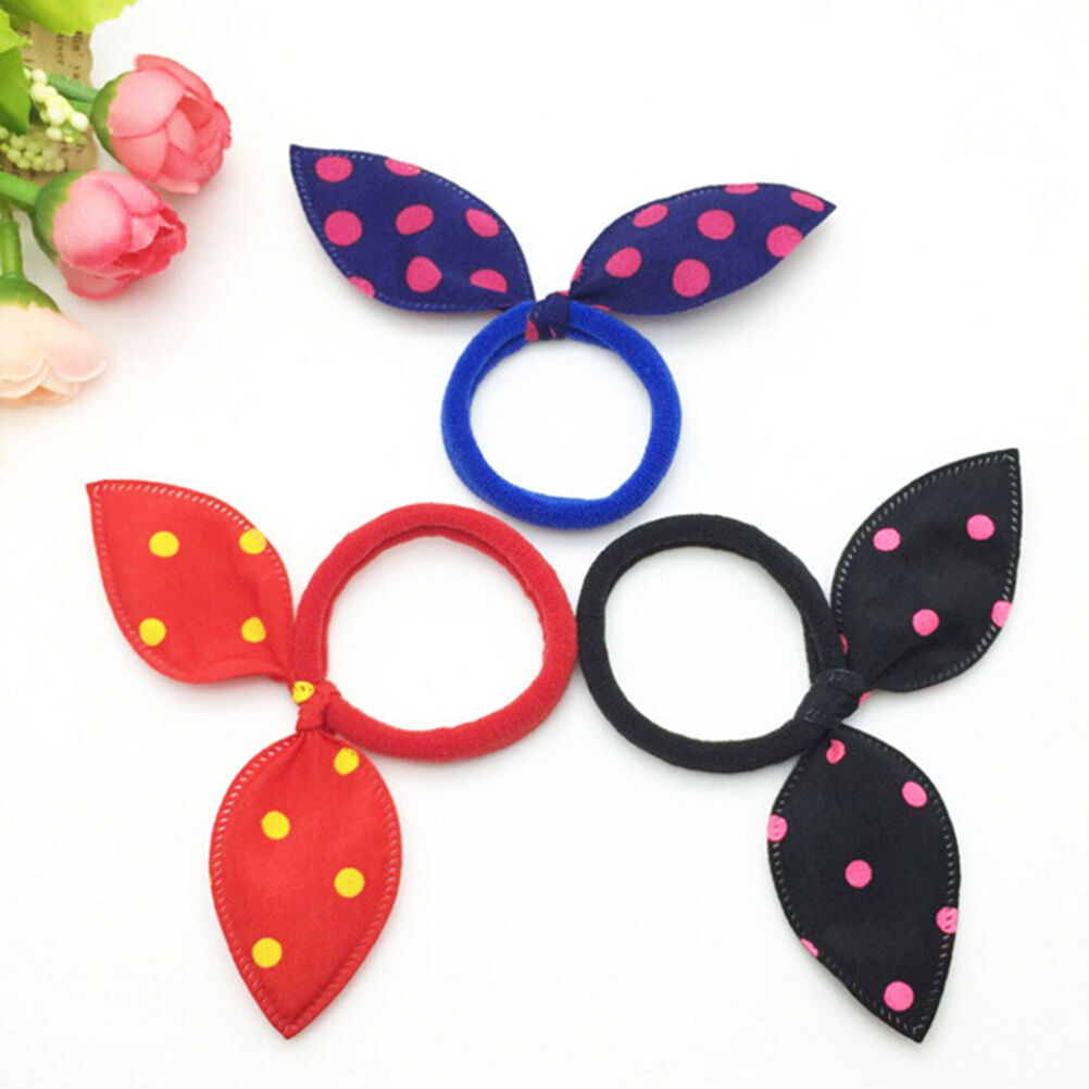 10pcs Rabbit Ears Hair Holders Hair Accessories Child Girl Rubber HairBan.l8