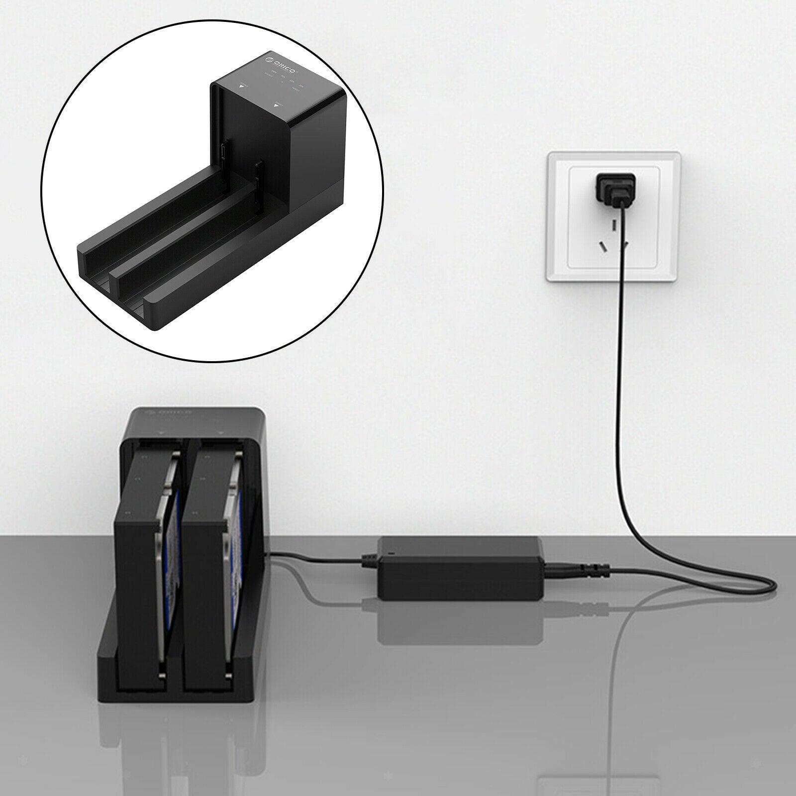 Dual Bay 3.5" HDD Hard Drive Dock Station Enclosure 20TB Capacity Premium