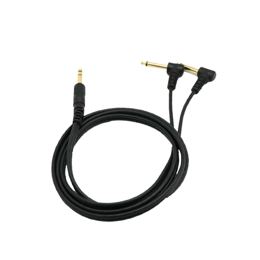 6.35mm Male Stereo To 2x 6.35mm Male Right Angle Y Splitter