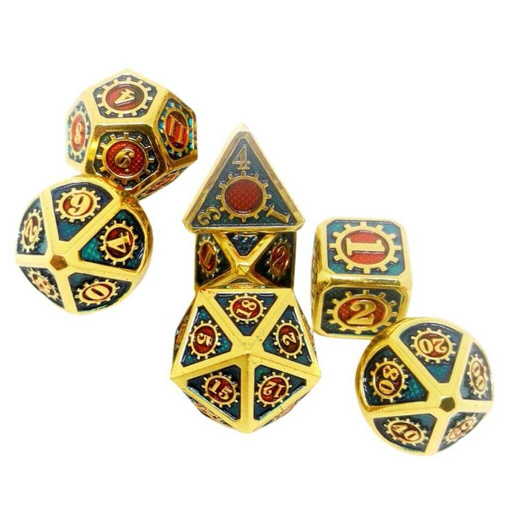 7x Polyhedral Multi-sided Zinc Alloy for DnD D&D Pathfinder Board Games 20