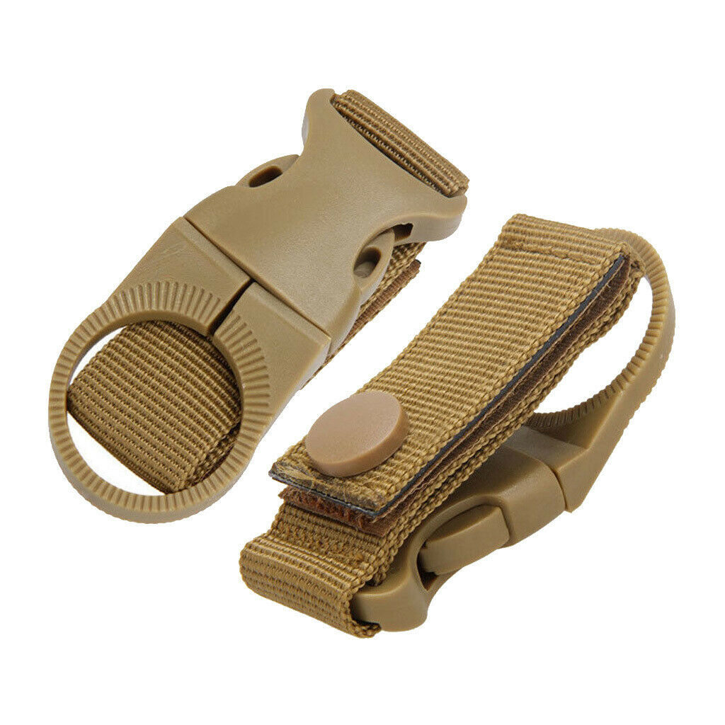 2X Nylon Molle Hanging Strap Webbing Buckle Clip Bottle Hook Belt  Tan