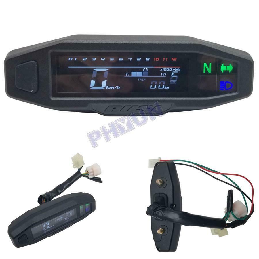 Motorcycle LCD Digital Speedometer Odometer + Sensor Max Speed 199km/h Universal