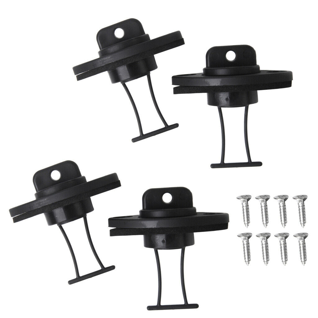 4 Pieces Universal Black Hull Drain Plug With Screws For Kayak Canoes Boat