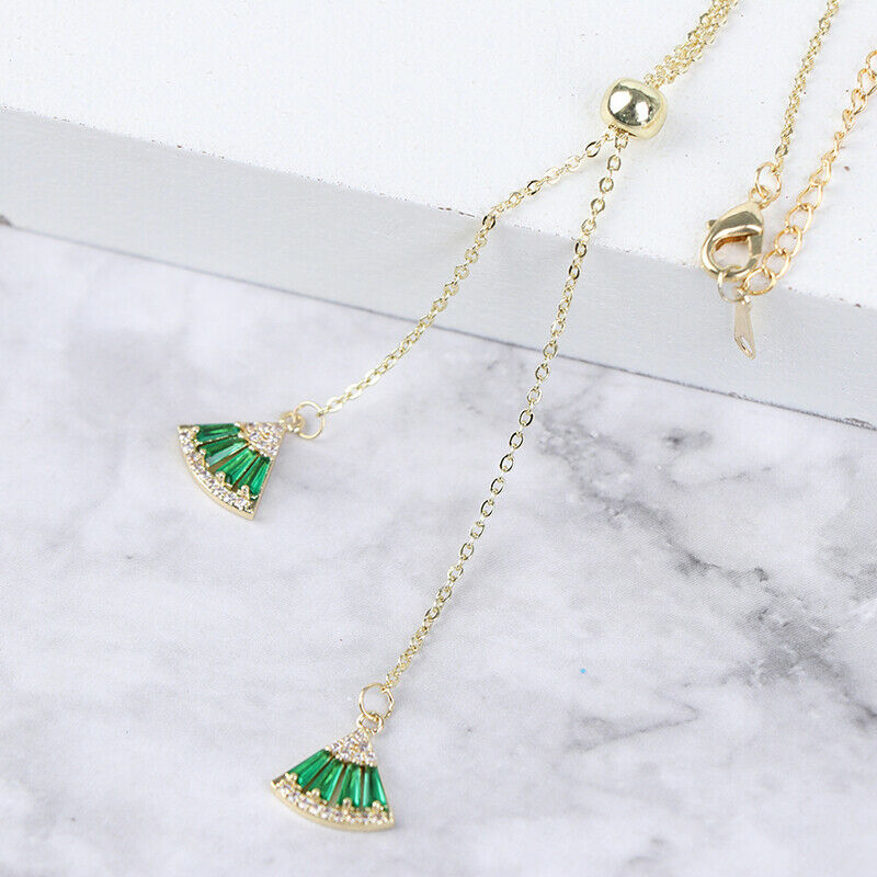 Classic Green White Crystal Geometric Necklace Pendant Chokers For Women Je SJ