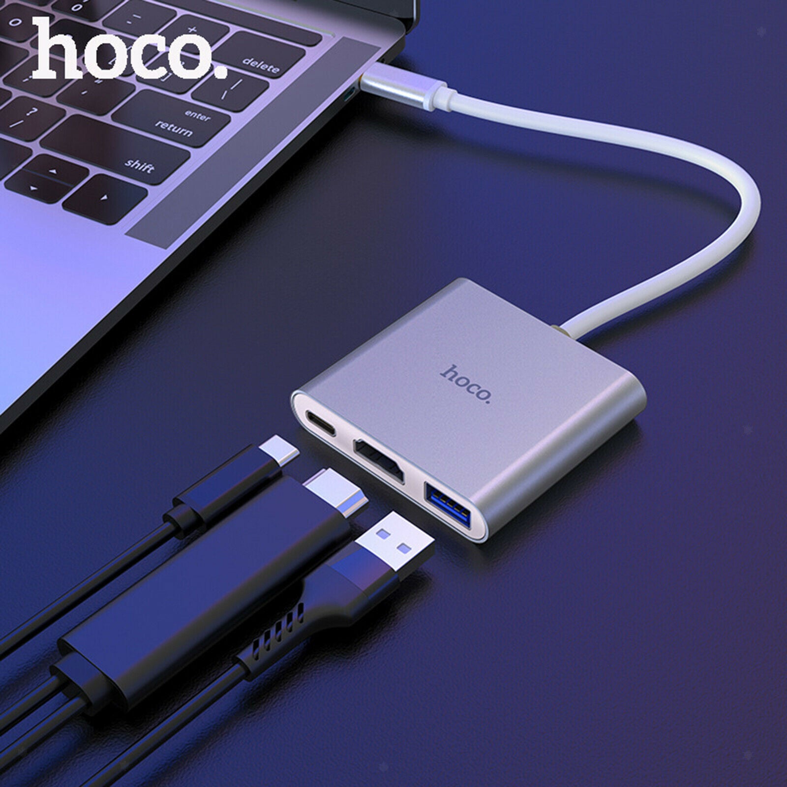 USB 3.1 Type C to HDMI +USB3.0+PD Ports Adapter Converter Hub Splitter