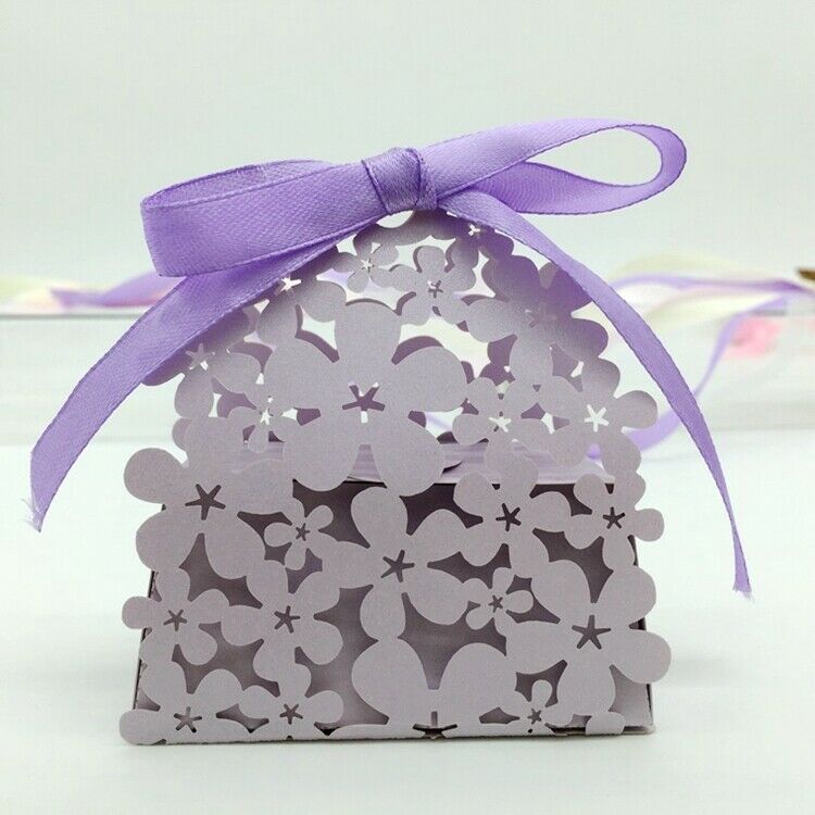 20pcs Favor Gift Ribbon Hollow Sweet Candy Boxes Wedding Baby Shower Party