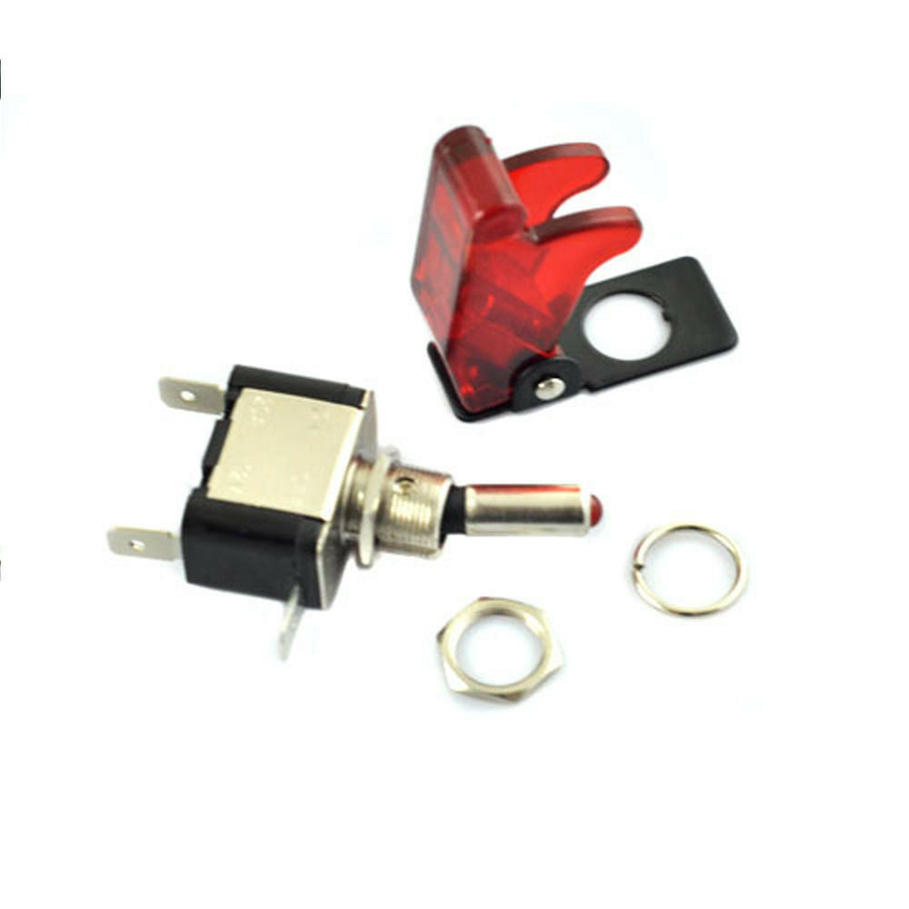 5x 12V 20A Red Cover LED Light Rocker Toggle Switch SPST ON/OFF Car Racing Truck